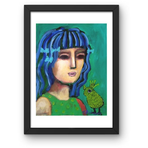 MUJER AZUL EN VERDE